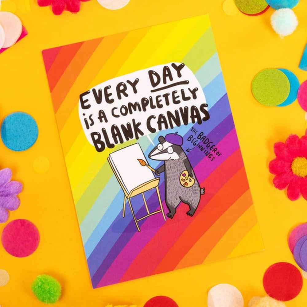 Katie Abey Design - Every Day Is A Completely Blank Canvas Postcard Wenskaart - Multicolours